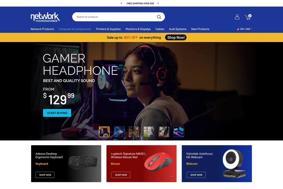 Shopify E-commerce Store Design — Network Hardwares