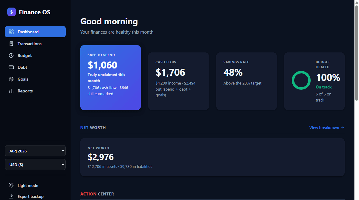 Finance OS Dashboard